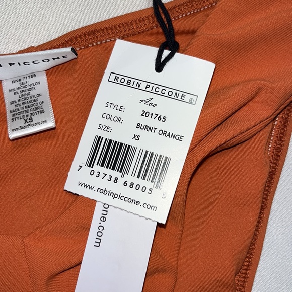 ROBIN PICCONE AVA BURNT ORANGE HIGH LEG BOTTOM Sz XS - Picture 9 of 9